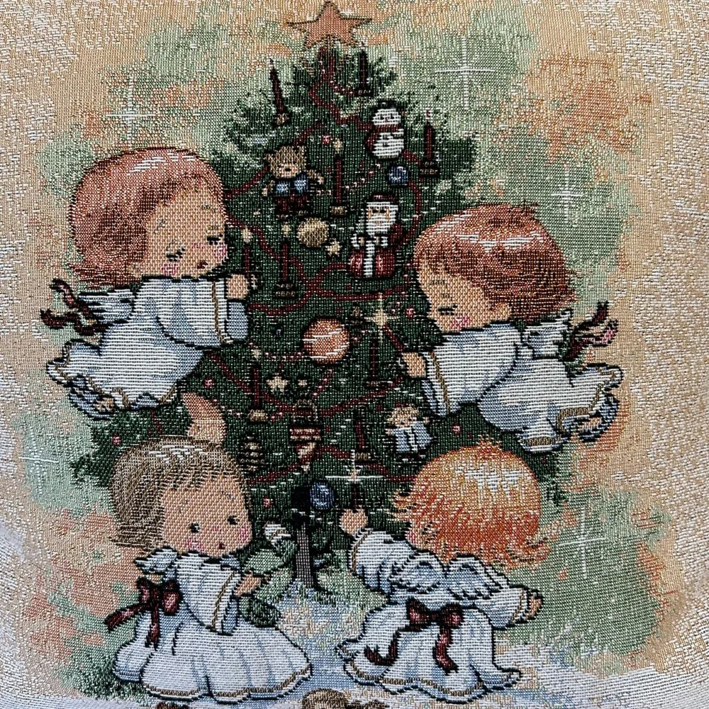 Vintage Riverdale Giordano Angel Tapestry Decorative Pillow Christmas Tree